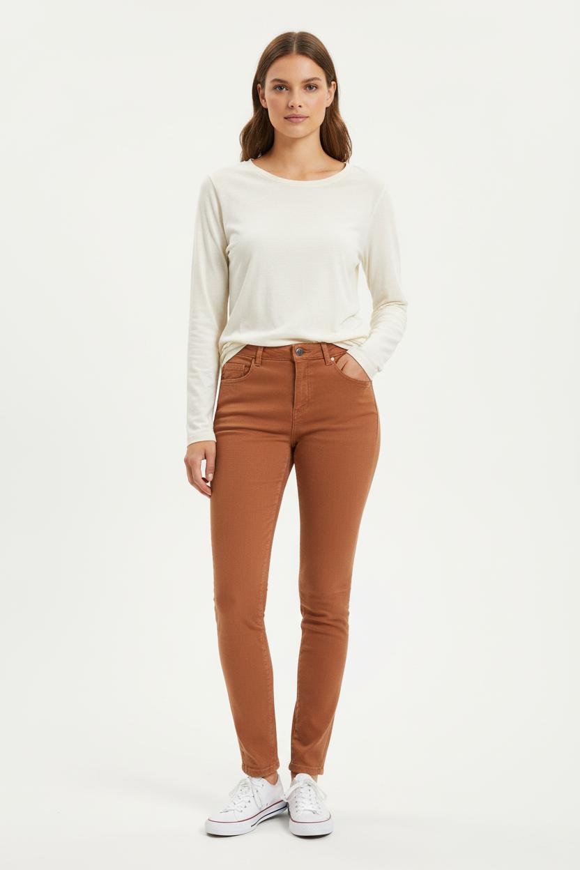 Jean Skinny Marron - Taille S/36 de la marque One Step | PARAD83652 - Vendu par Paradigme - Image 1