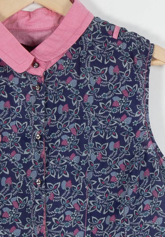 Chemise Sans Manches Bleue et Rose - Taille L/40 de la marque One Step | PARAD83702 - Vendu par Paradigme - Image 3
