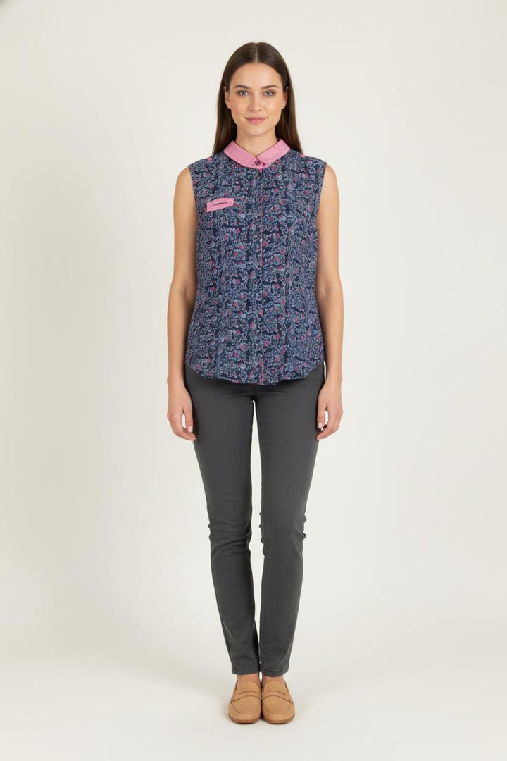 Chemise Sans Manches Bleue et Rose - Taille L/40 de la marque One Step | PARAD83702 - Vendu par Paradigme - Image 1