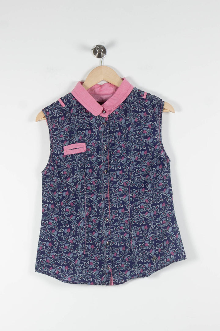 Chemise Sans Manches Bleue et Rose - Taille L/40 de la marque One Step | PARAD83702 - Vendu par Paradigme - Image 2