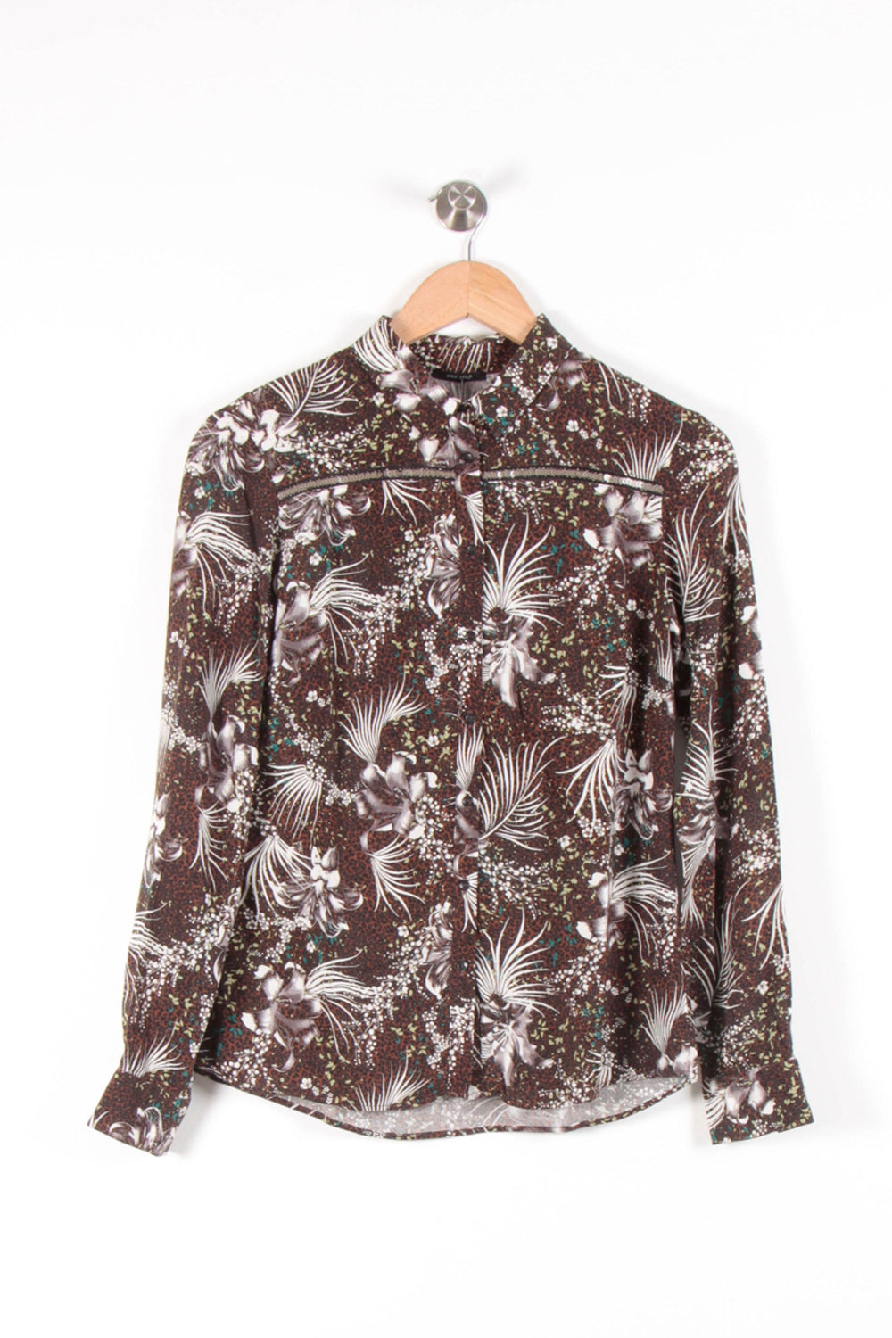 Chemise Fleurie Marron et Blanche - Taille XS/34 de la marque One Step | PARAD83746 - Vendu par Paradigme - Image 2