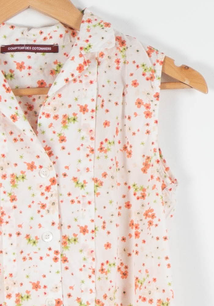 Chemise Sans Manches Blanche et Orange - Taille XS/34 de la marque Comptoir des Cotonniers | PARAD83754 - Vendu par Paradigme - Image 3