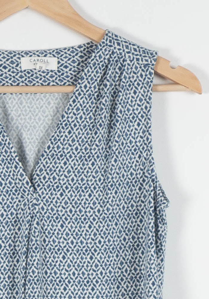 Blouse Sans Manches Bleue et Blanche - Taille XS/34 de la marque Caroll | PARAD83759 - Vendu par Paradigme - Image 3