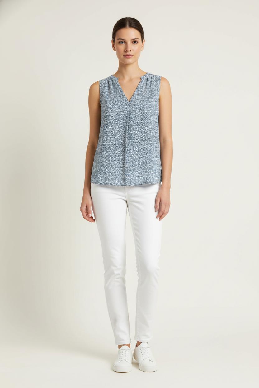 Blouse Sans Manches Bleue et Blanche - Taille XS/34 de la marque Caroll | PARAD83759 - Vendu par Paradigme - Image 1