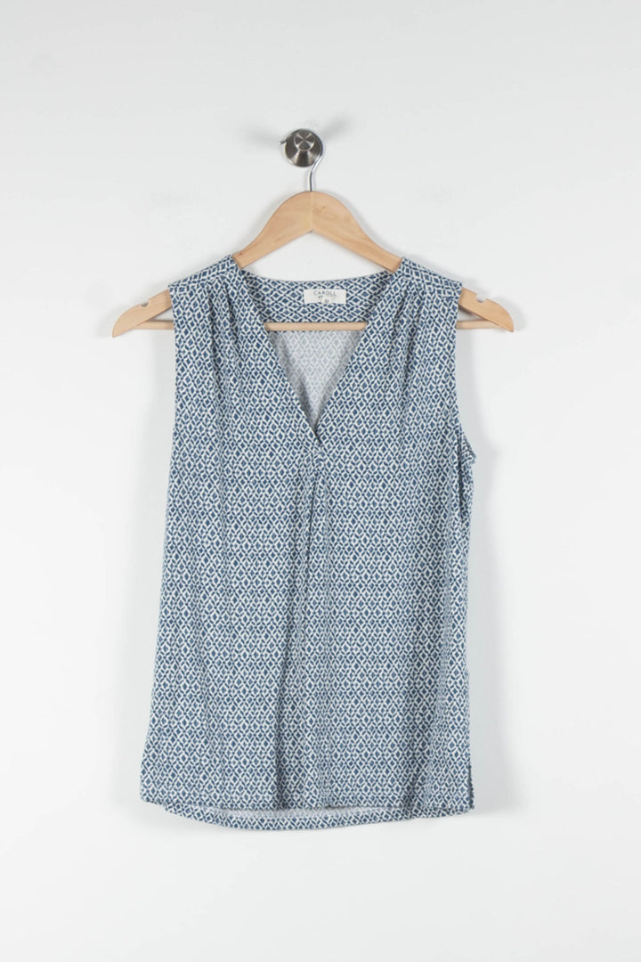 Blouse Sans Manches Bleue et Blanche - Taille XS/34 de la marque Caroll | PARAD83759 - Vendu par Paradigme - Image 2