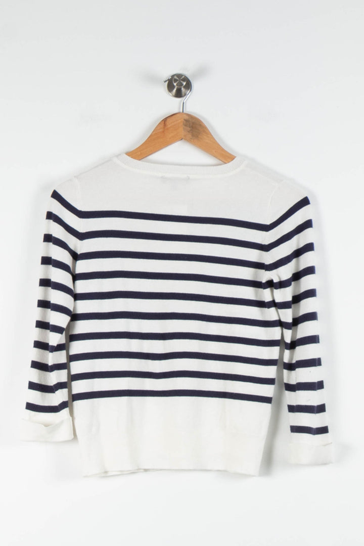 Marinière Blanche et Marine - Taille XS/34 de la marque Caroll | PARAD83761 - Vendu par Paradigme - Image 4