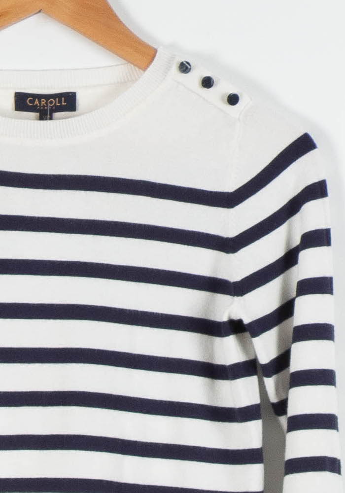 Marinière Blanche et Marine - Taille XS/34 de la marque Caroll | PARAD83761 - Vendu par Paradigme - Image 3