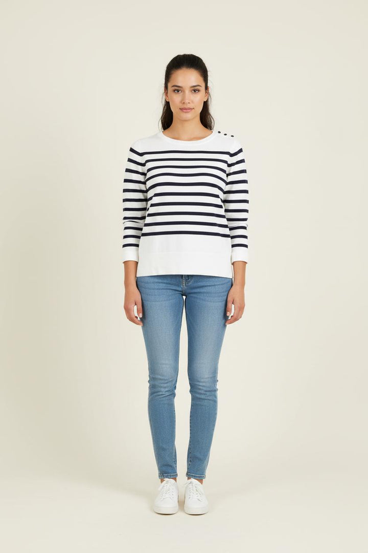 Marinière Blanche et Marine - Taille XS/34 de la marque Caroll | PARAD83761 - Vendu par Paradigme - Image 1