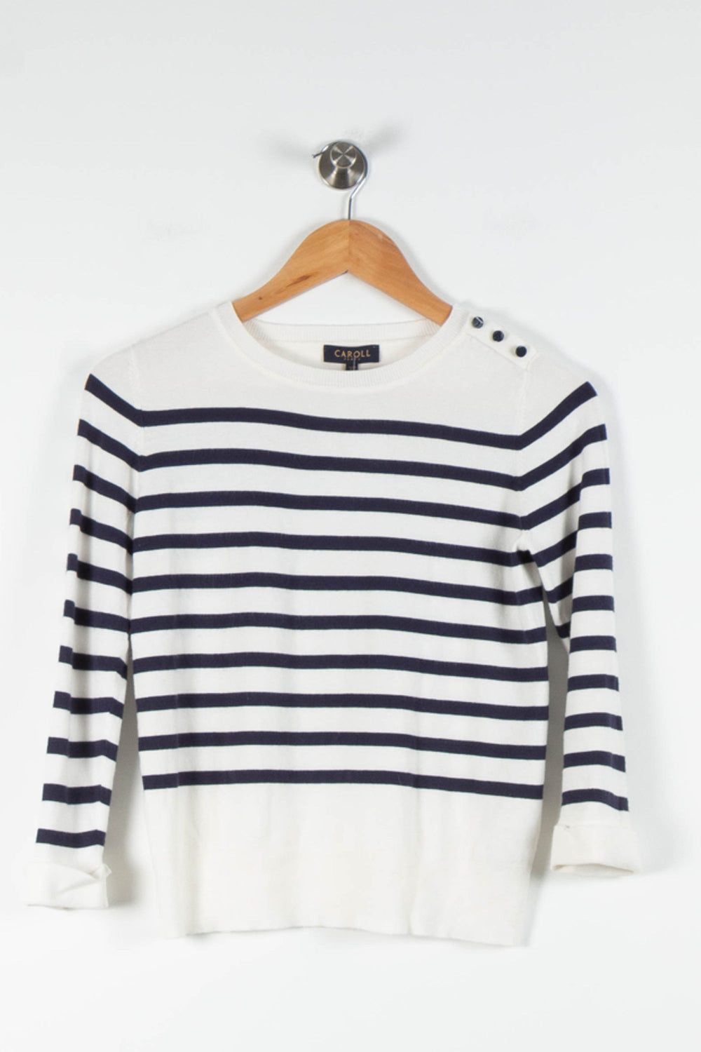 Marinière Blanche et Marine - Taille XS/34 de la marque Caroll | PARAD83761 - Vendu par Paradigme - Image 2