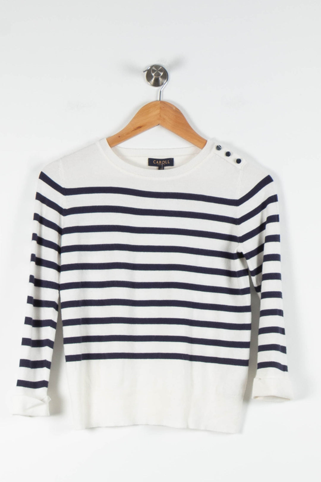 Marinière Blanche et Marine - Taille XS/34 de la marque Caroll | PARAD83761 - Vendu par Paradigme - Image 2