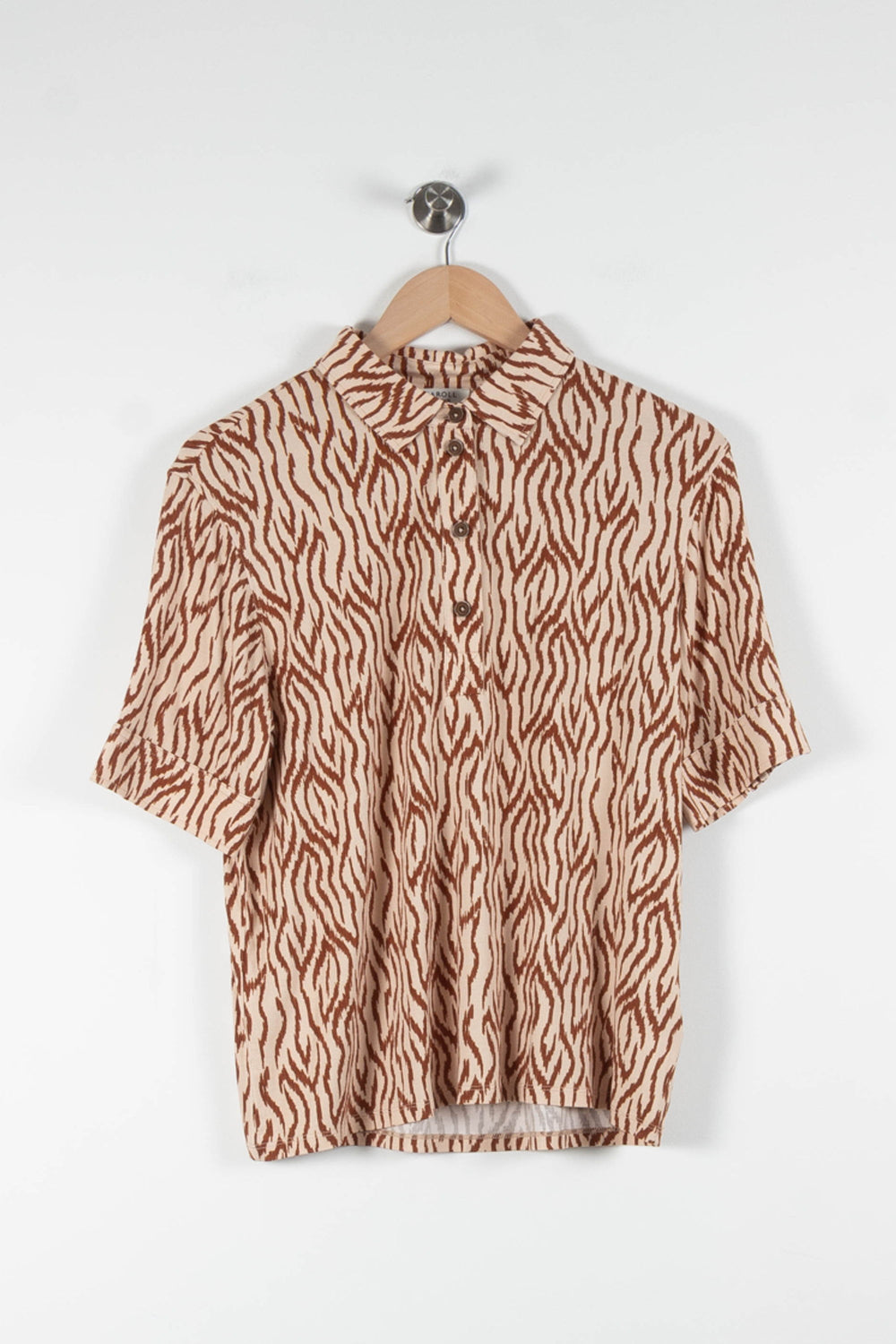 Chemise Manche Courte Beige et Marron - Taille M/38 de la marque Caroll | PARAD83767 - Vendu par Paradigme - Image 2