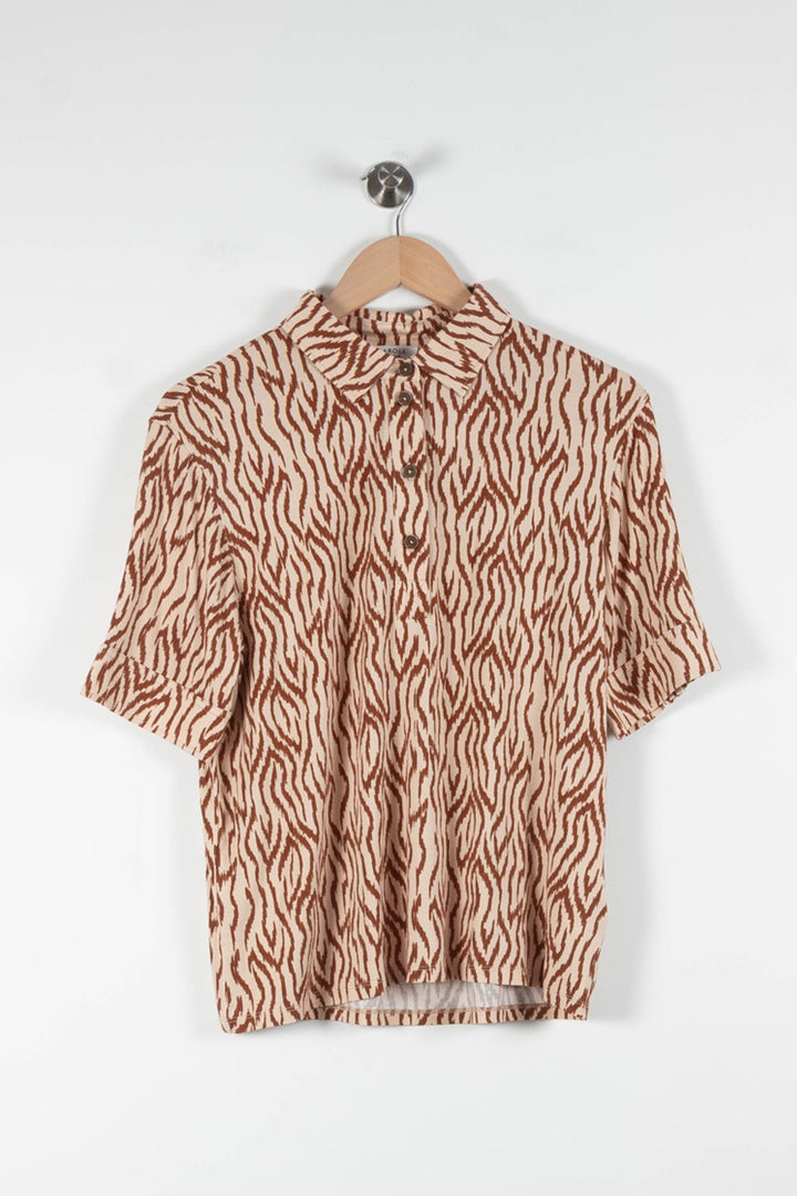 Chemise Manche Courte Beige et Marron - Taille M/38 de la marque Caroll | PARAD83767 - Vendu par Paradigme - Image 2