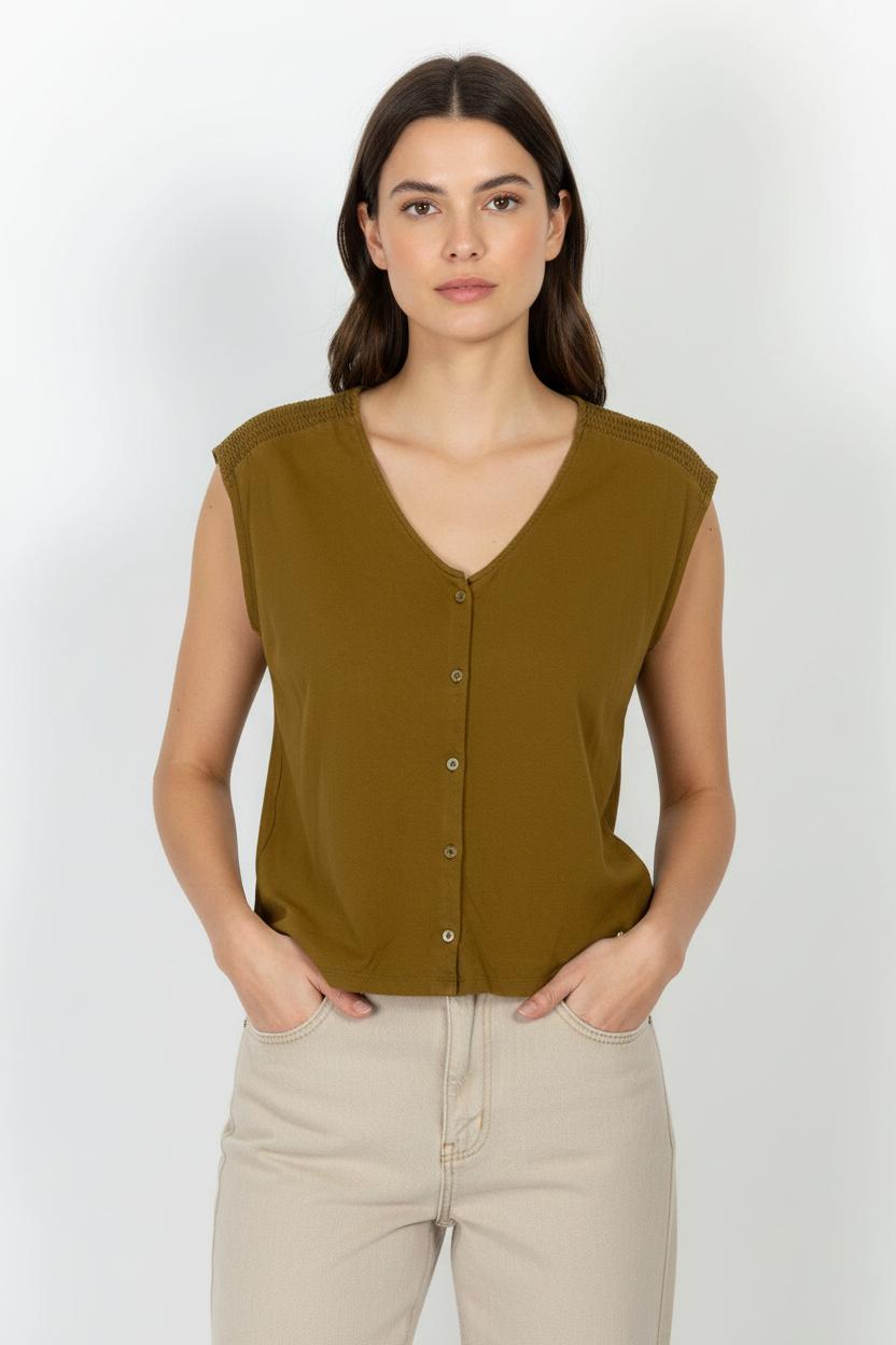 Blouse Sans Manches Marron - Taille L/40 de la marque Des petits hauts | PARAD83809 - Vendu par Paradigme - Image 1