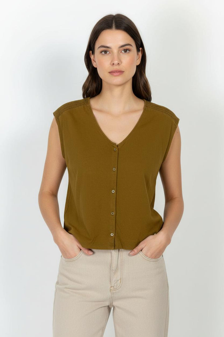 Blouse Sans Manches Marron - Taille L/40 de la marque Des petits hauts | PARAD83809 - Vendu par Paradigme - Image 1