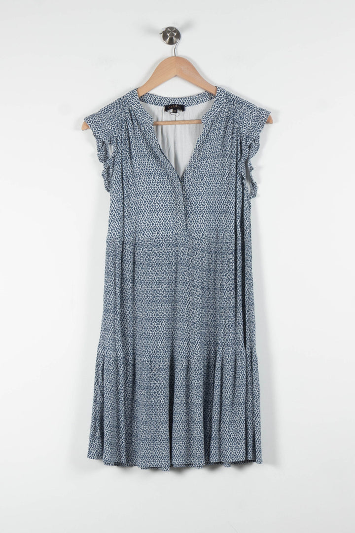 Robe Volantée Bleue - Taille XS/34 de la marque Caroll | PARAD83828 - Vendu par Paradigme - Image 2