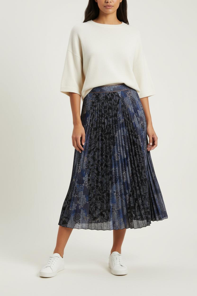 Jupe Plissée Bleu et Noir - Taille XS/34 de la marque Sessùn | PARAD83873 - Vendu par Paradigme - Image 1