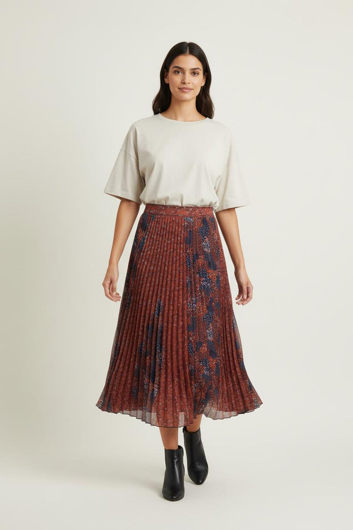 Jupe Plissée Brique et Bleu - Taille XS/34 de la marque Sessùn | PARAD83876 - Vendu par Paradigme - Image 1