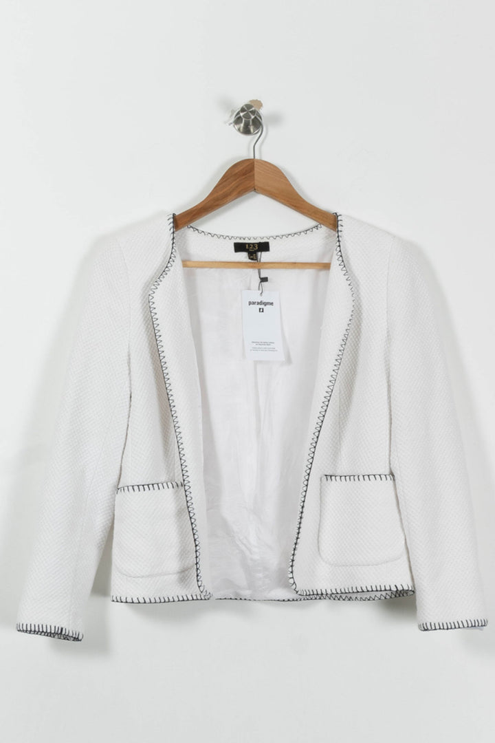 Veste Blazer Blanche et Noire - Taille M/38 de la marque Maison 123 | PARAD83901 - Vendu par Paradigme - Image 2