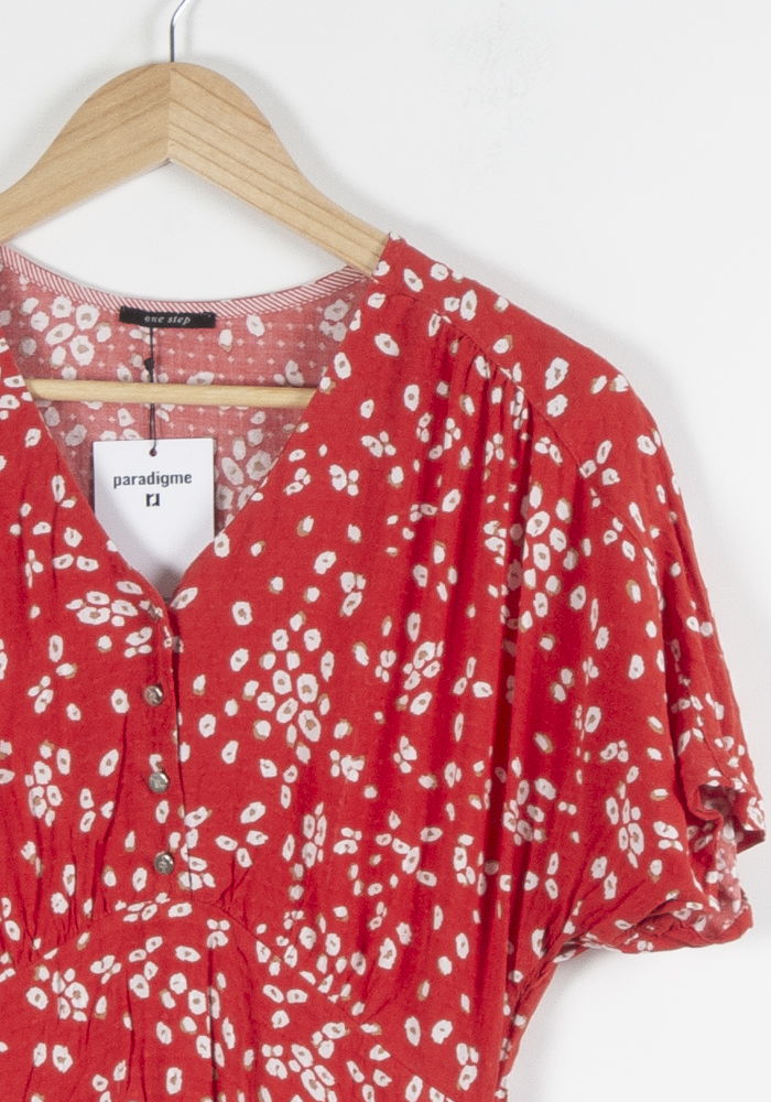 Robe Fleurie Rouge et Blanche - Taille S/36 de la marque One Step | PARAD83983 - Vendu par Paradigme - Image 3