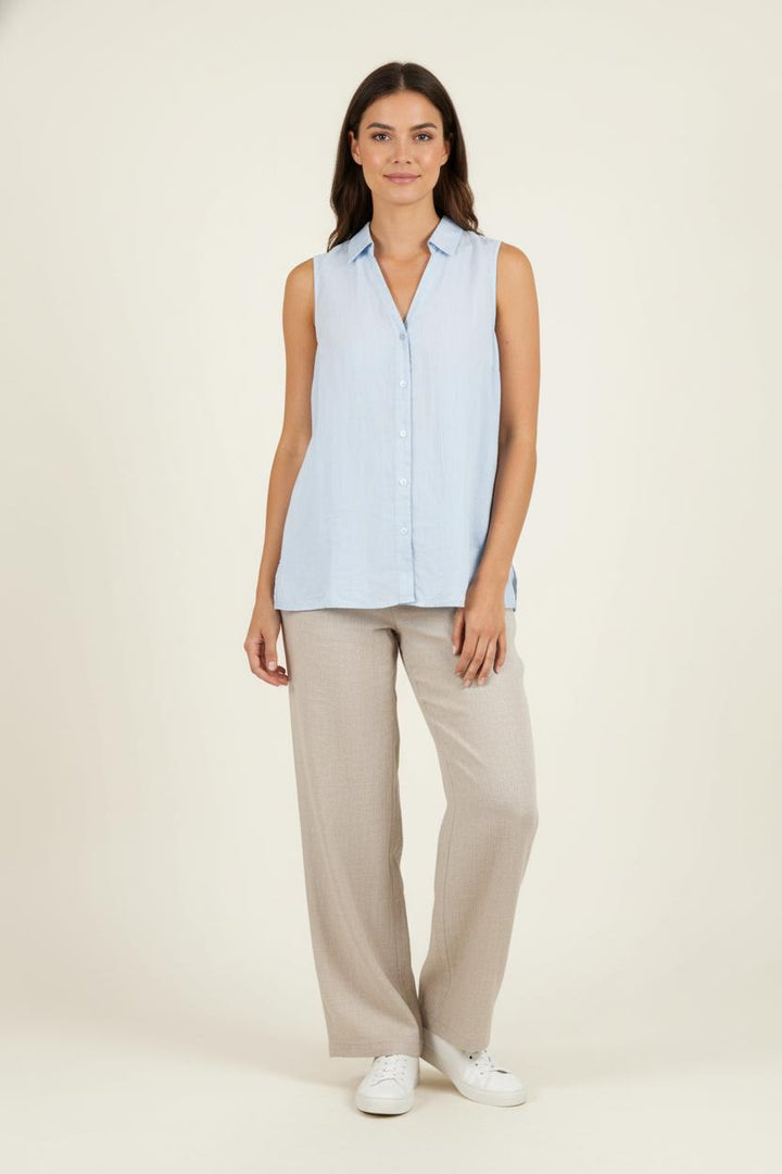 Chemise Sans Manches Bleue - Taille S/36 de la marque Caroll | PARAD83994 - Vendu par Paradigme - Image 1