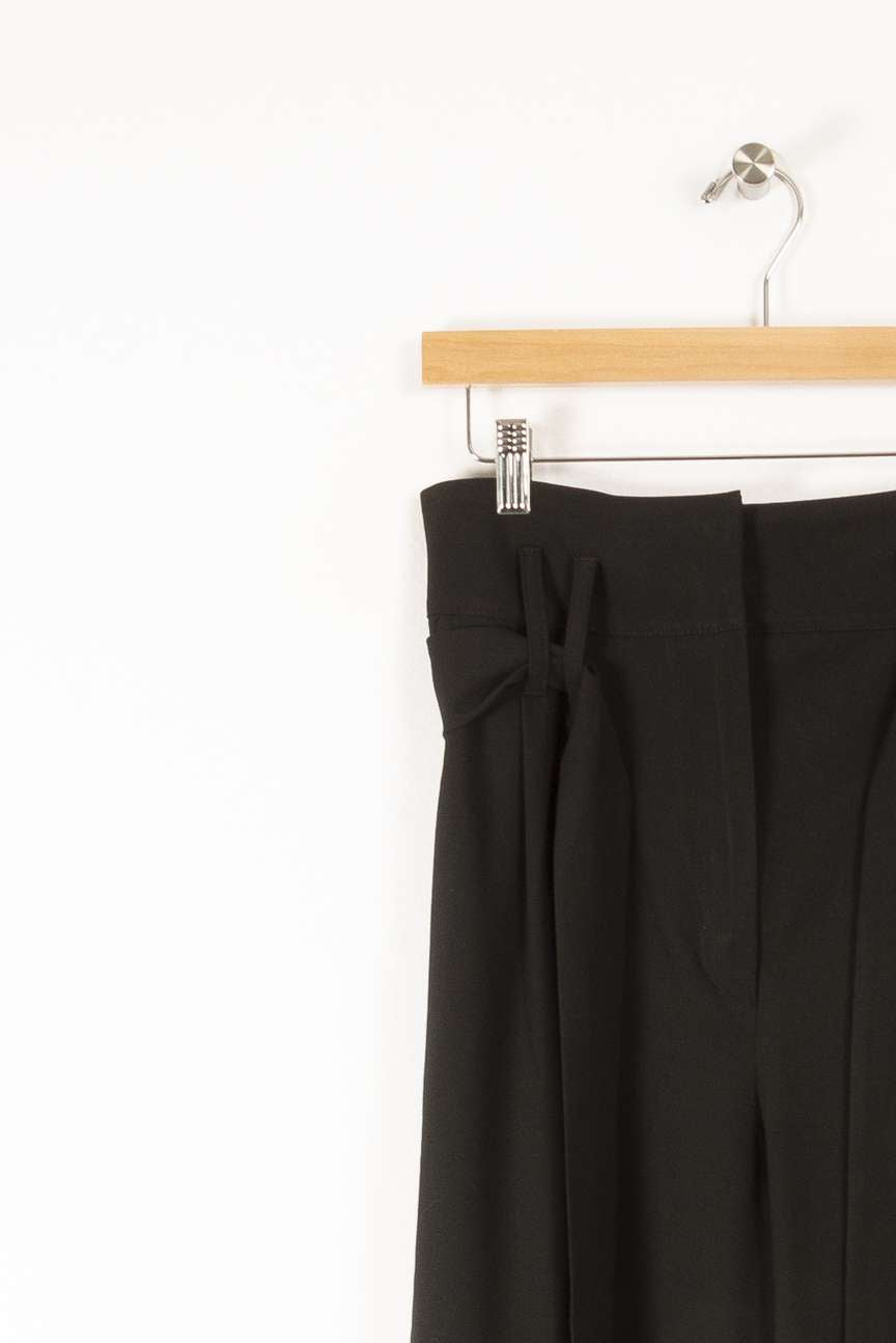 Pantalon large noir taille haute avec ceinture à nouer -  M/38