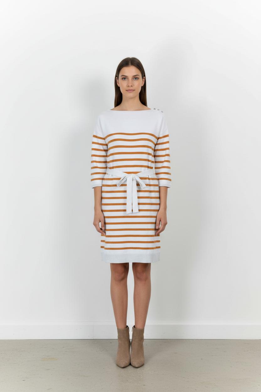 Robe Midi Blanche et Marron - Taille S/36 de la marque Marie Sixtine | PARAD84003 - Vendu par Paradigme - Image 1