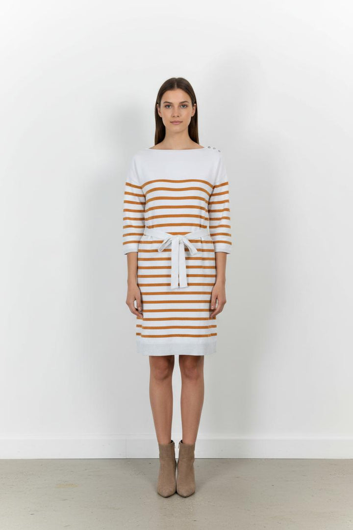 Robe Midi Blanche et Marron - Taille S/36 de la marque Marie Sixtine | PARAD84003 - Vendu par Paradigme - Image 1