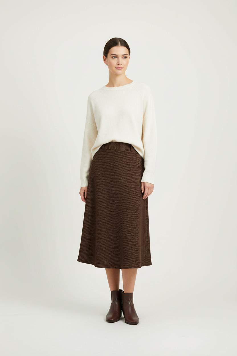 Jupe Midi Marron - Taille M/38 de la marque La Fée Maraboutée | PARAD84022 - Vendu par Paradigme - Image 1