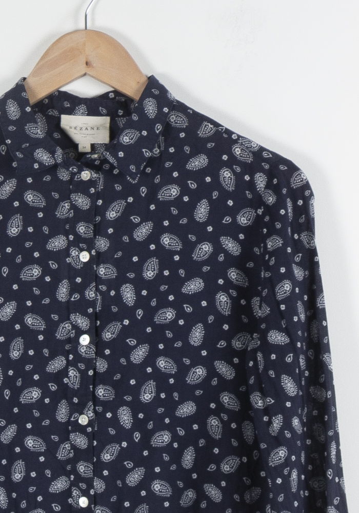 Chemise Bleue à Motifs Blancs - Taille XS/34 de la marque Sézane | PARAD84024 - Vendu par Paradigme - Image 3