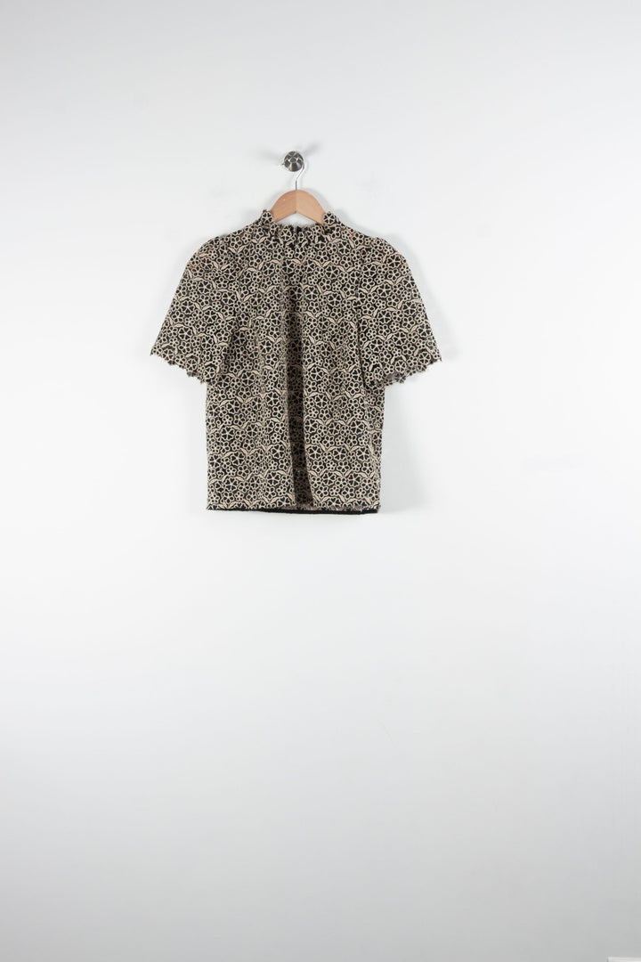 Blouse Noir et Beige - Taille XS/34 de la marque Sézane | PARAD84031 - Vendu par Paradigme - Image 2