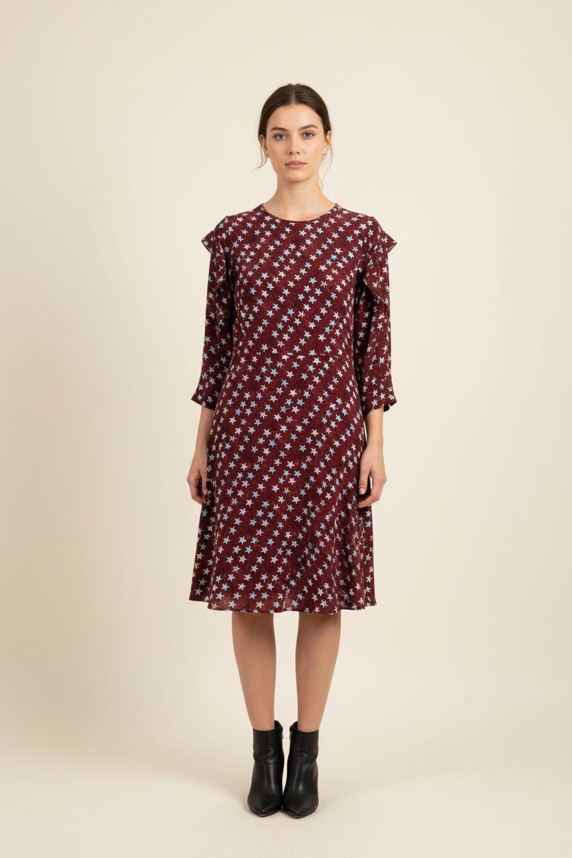 Robe Courte Bordeaux et Blanche - Taille M/38 de la marque Sandro | PARAD84035 - Vendu par Paradigme - Image 1