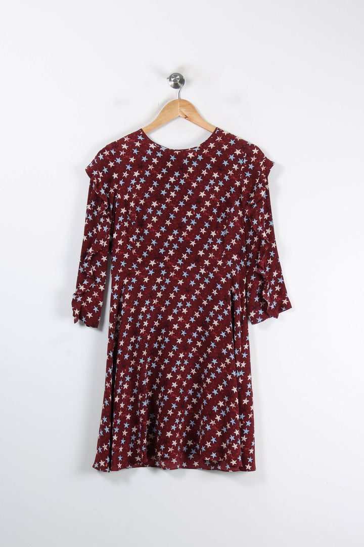 Robe Courte Bordeaux et Blanche - Taille M/38 de la marque Sandro | PARAD84035 - Vendu par Paradigme - Image 2