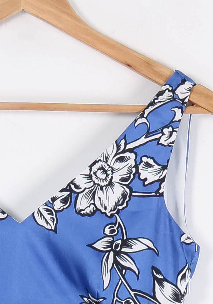 Robe courte Fleurie Bleue et Blanche - Taille S/36 de la marque Maison 123 | PARAD84039 - Vendu par Paradigme - Image 3