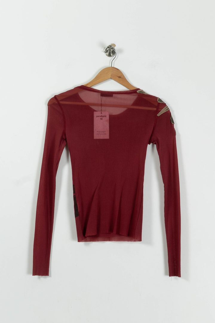 T-shirt Manches Longues Rouge et Kaki - Taille S/36 de la marque IKKS | PARAD84101 - Vendu par Paradigme - Image 4