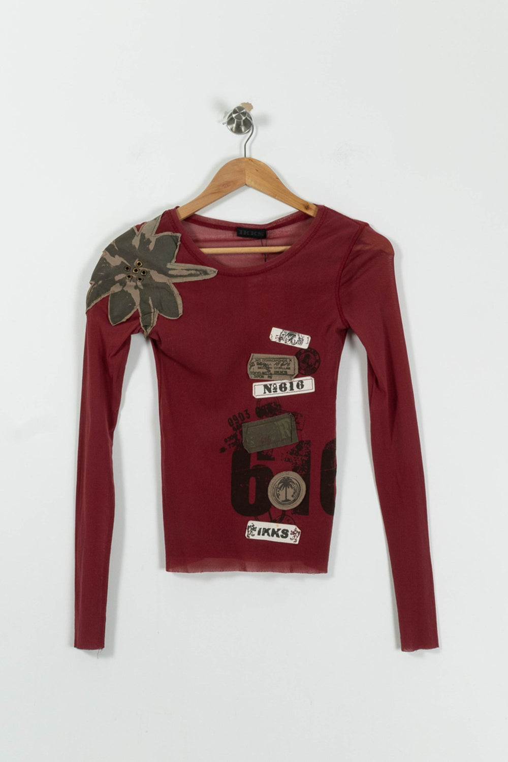 T-shirt Manches Longues Rouge et Kaki - Taille S/36 de la marque IKKS | PARAD84101 - Vendu par Paradigme - Image 2