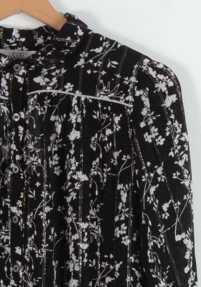 Chemise Fleurie Noire et Blanche - Taille XS/34 de la marque ba&sh | PARAD84126 - Vendu par Paradigme - Image 3