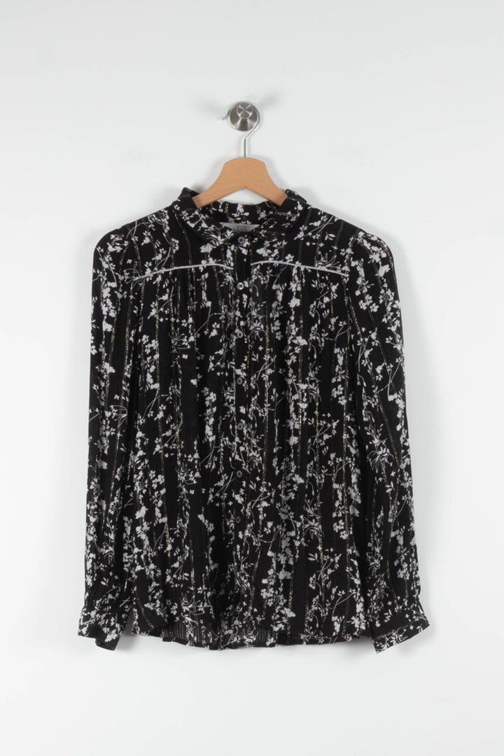 Chemise Fleurie Noire et Blanche - Taille XS/34 de la marque ba&sh | PARAD84126 - Vendu par Paradigme - Image 2