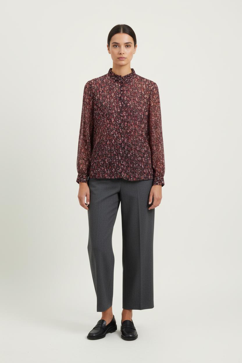 Chemise Bordeaux et Noire - Taille XL/42 de la marque IKKS | PARAD84164 - Vendu par Paradigme - Image 1