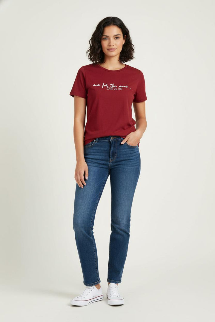 Tee-shirt Bordeaux - Taille XS/34 de la marque La Fée Maraboutée | PARAD84187 - Vendu par Paradigme - Image 1