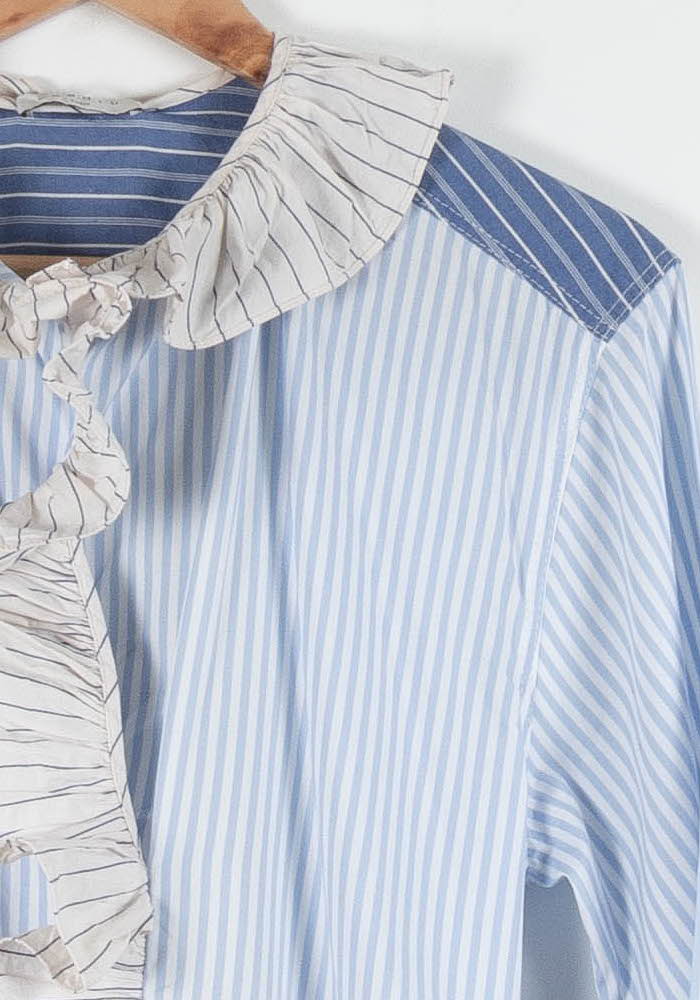 Robe Chemise Bleue et Blanche - Taille XS/34 de la marque Sandro | PARAD84188 - Vendu par Paradigme - Image 3