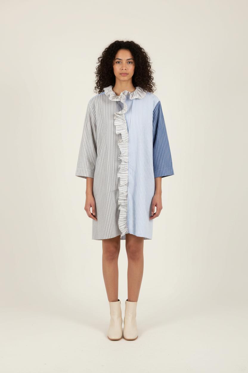Robe Chemise Bleue et Blanche - Taille XS/34 de la marque Sandro | PARAD84188 - Vendu par Paradigme - Image 1