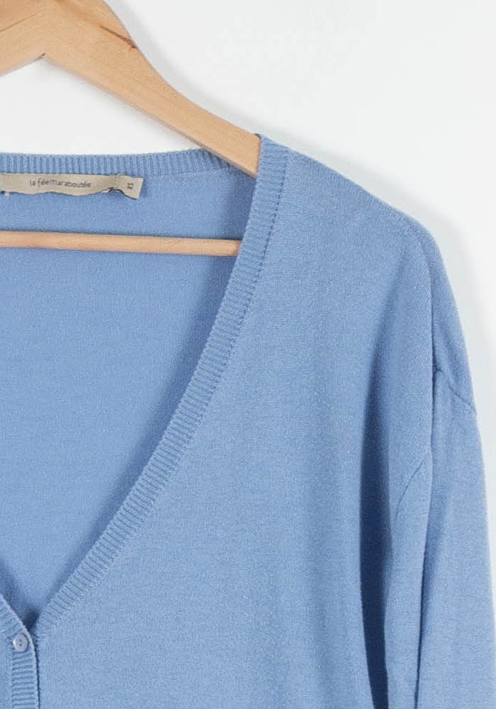 Cardigan Bleu - Taille XS/34 de la marque La Fée Maraboutée | PARAD84252 - Vendu par Paradigme - Image 3