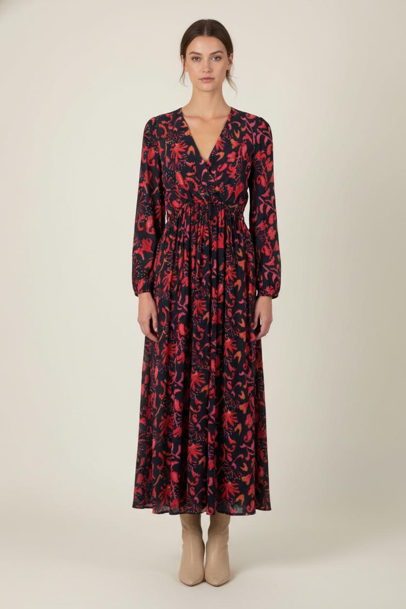 Robe Longue Noire et Rouge - Taille XS/34 de la marque La Fée Maraboutée | PARAD84254 - Vendu par Paradigme - Image 1