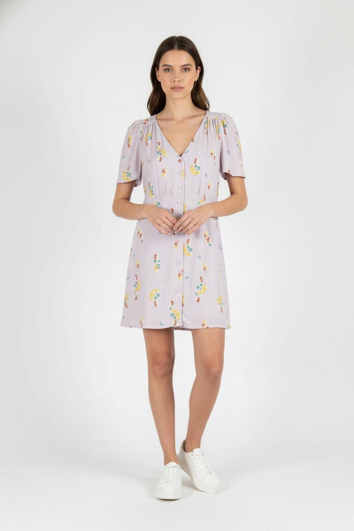 Robe à fleurs violette et jaune - Taille L/40 de la marque Sessùn | PARAD84272 - Vendu par Paradigme - Image 1