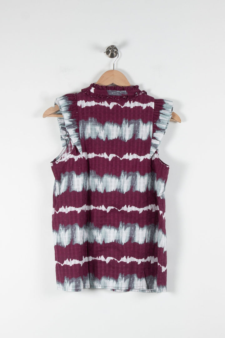 Blouse Sans Manches Bordeaux et Blanche - Taille M/38 de la marque Sézane | PARAD84273 - Vendu par Paradigme - Image 4