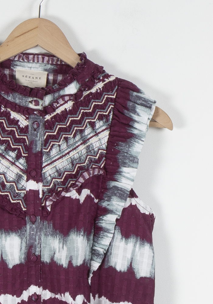 Blouse Sans Manches Bordeaux et Blanche - Taille M/38 de la marque Sézane | PARAD84273 - Vendu par Paradigme - Image 3