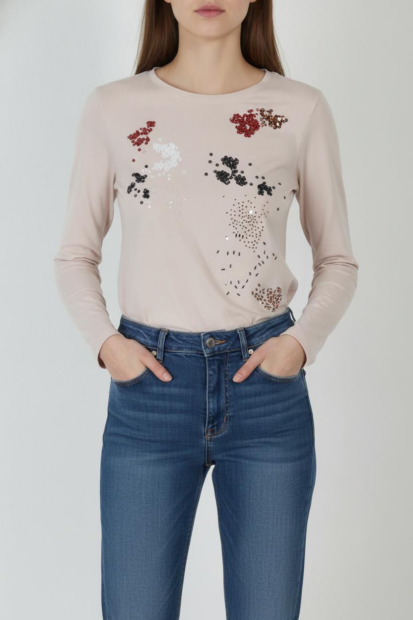 T-shirt Manche Longue Rose - Taille XS/34 de la marque IKKS | PARAD84329 - Vendu par Paradigme - Image 1