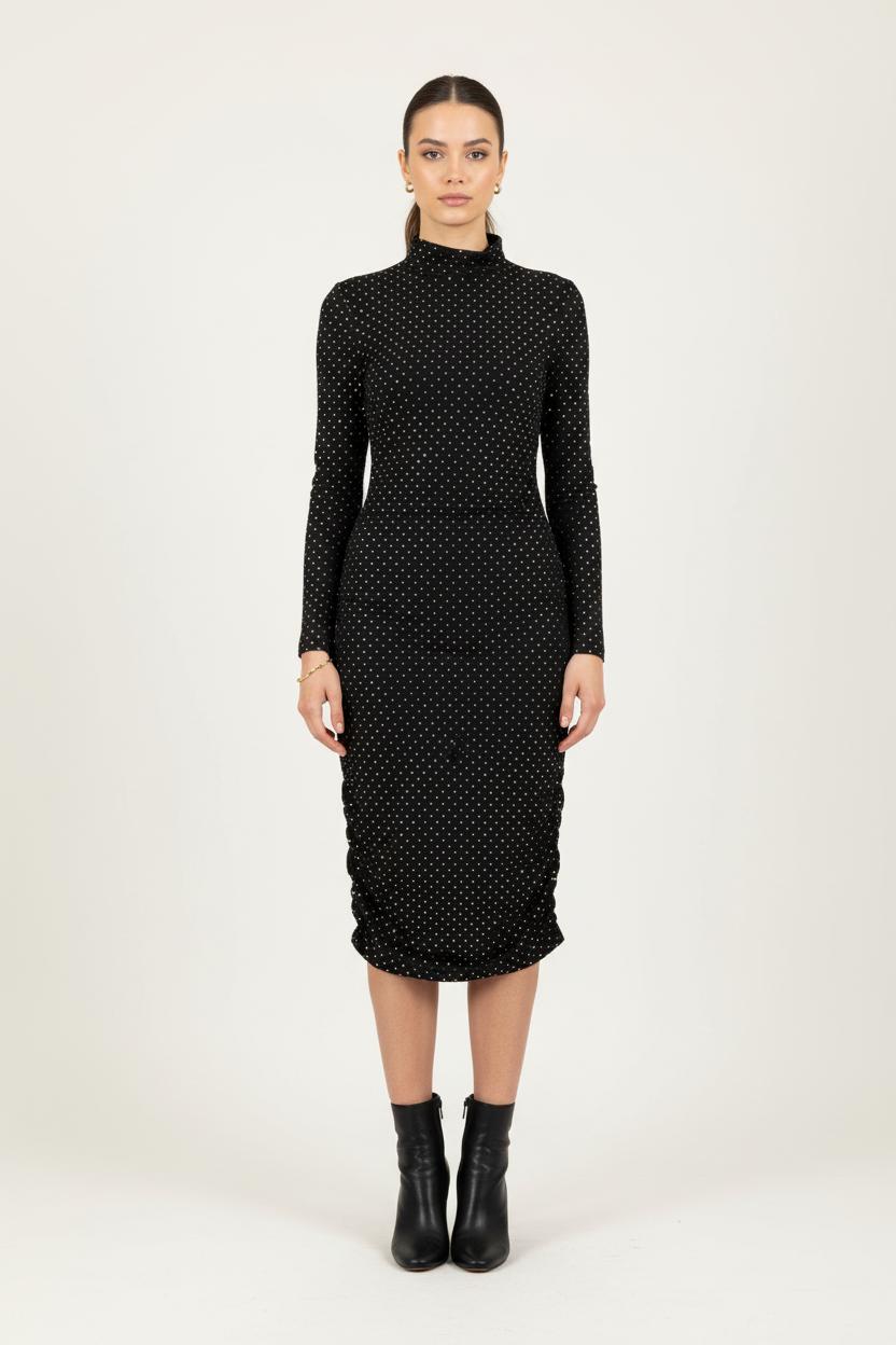 Robe Midi Noire à Pois Blancs - Taille S/36 de la marque Maje | PARAD84332 - Vendu par Paradigme - Image 1