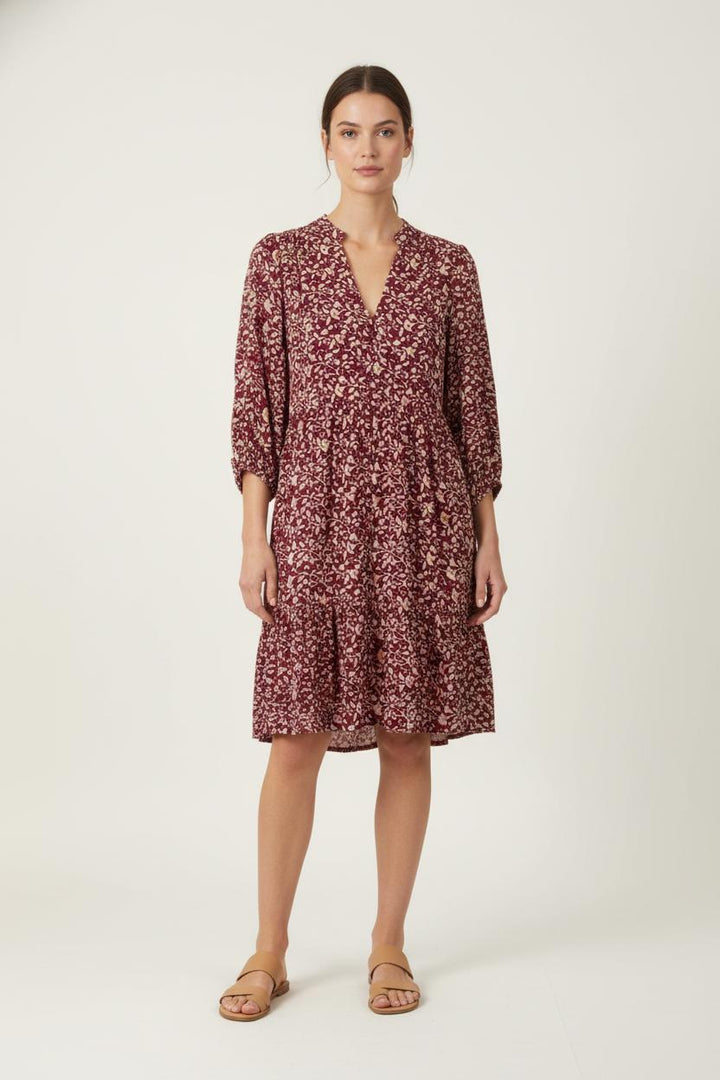 Robe Imprimée Bordeaux et Beige - Taille S/36 de la marque Stella Forest | PARAD84413 - Vendu par Paradigme - Image 1