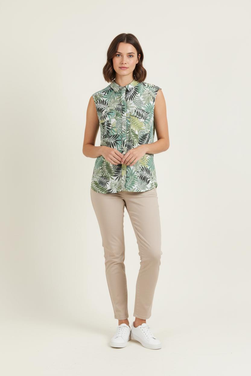 Chemise Sans Manches Verte et Jaune - Taille L/40 de la marque Maison 123 | PARAD84415 - Vendu par Paradigme - Image 1